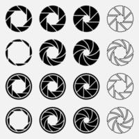 Set of isolated symbols of camera lens vector