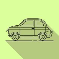 Car vector icon with long shadow stroke on bright background for web design.