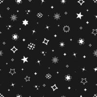 Vector seamless pattern on black star background, flat style for web and web design.