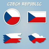 Shape map and flag of Czech Republic country. vector