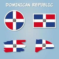 Dominican Republic map on a world map with flag and map pointer. vector