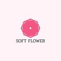 The flower logo is octagonal in shape with red-magenta color. vector