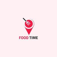 Food delivery app logo with points, plate and fork combined shape. vector