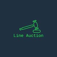 Simple auction hammer logo made of lines. vector