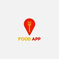 Food ordering app logo with points and fork shapes in the center. vector