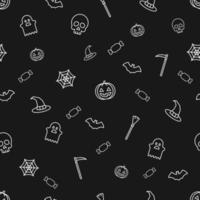 Seamless Halloween pattern with black bats isolated on white background. vector