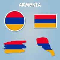 Map of Armenia, vector design shape of Armenia map filled up with Armenian flag colors.