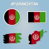 Afghanistan map on a world map with flag and map pointer, vector illustration.