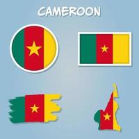 Camerún vector colocar. detallado país forma con región fronteras, banderas y iconos