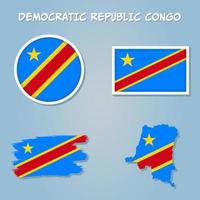 congo mapa y bandera vector, congo mapa, congo bandera. vector