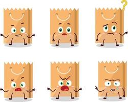 Cartoon character of grocery bag with what expression vector