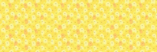 Cute seamless pattern about farm live with crowd of chikens. Bright cartoon vector summer horizontal background.  wallpaper, fills, kid design.  little fat yellow Easter chicken