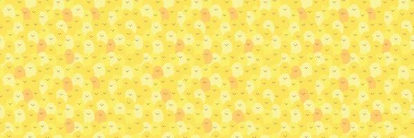 Cute seamless pattern about farm live with crowd of chikens. Bright cartoon vector summer horizontal background.  wallpaper, fills, kid design.  little fat yellow Easter chicken