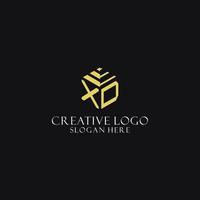 XD initial monogram with hexagon shape logo, creative geometric logo design concept vector