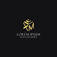XM initial monogram with hexagon shape logo, creative geometric logo design concept vector