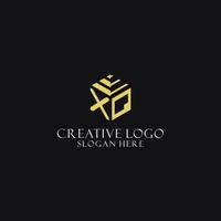 XQ initial monogram with hexagon shape logo, creative geometric logo design concept vector