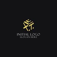 XT initial monogram with hexagon shape logo, creative geometric logo design concept vector