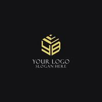 YB initial monogram with hexagon shape logo, creative geometric logo design concept vector