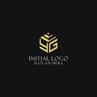 YG initial monogram with hexagon shape logo, creative geometric logo design concept vector