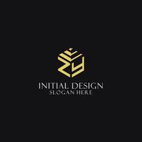 ZY initial monogram with hexagon shape logo, creative geometric logo design concept vector