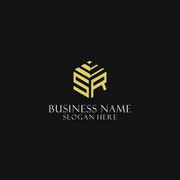 SR initial monogram with hexagon shape logo, creative geometric logo design concept vector