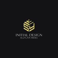 SY initial monogram with hexagon shape logo, creative geometric logo design concept vector