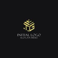 TG initial monogram with hexagon shape logo, creative geometric logo design concept vector