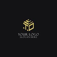 TO initial monogram with hexagon shape logo, creative geometric logo design concept vector