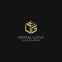 UG initial monogram with hexagon shape logo, creative geometric logo design concept vector