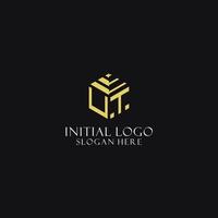 UT initial monogram with hexagon shape logo, creative geometric logo design concept vector