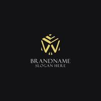 VV initial monogram with hexagon shape logo, creative geometric logo design concept vector