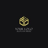 OO initial monogram with hexagon shape logo, creative geometric logo design concept vector