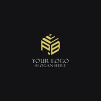 PB initial monogram with hexagon shape logo, creative geometric logo design concept vector