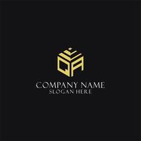 QA initial monogram with hexagon shape logo, creative geometric logo design concept vector