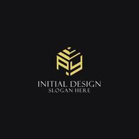 PY initial monogram with hexagon shape logo, creative geometric logo design concept vector