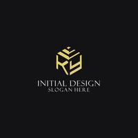 KY initial monogram with hexagon shape logo, creative geometric logo design concept vector