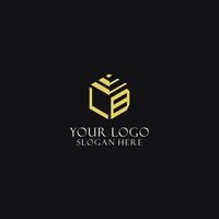 LB initial monogram with hexagon shape logo, creative geometric logo design concept vector