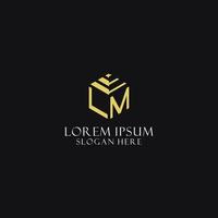 LM initial monogram with hexagon shape logo, creative geometric logo design concept vector