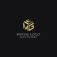 MG initial monogram with hexagon shape logo, creative geometric logo design concept vector