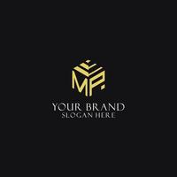 MP initial monogram with hexagon shape logo, creative geometric logo design concept vector
