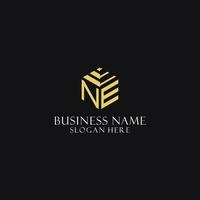 NE initial monogram with hexagon shape logo, creative geometric logo design concept vector