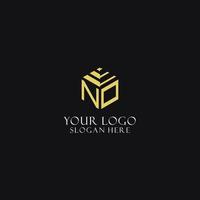 NO initial monogram with hexagon shape logo, creative geometric logo design concept vector