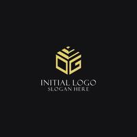 OG initial monogram with hexagon shape logo, creative geometric logo design concept vector