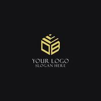 OB initial monogram with hexagon shape logo, creative geometric logo design concept vector