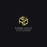 HO initial monogram with hexagon shape logo, creative geometric logo design concept vector