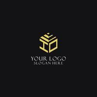 IO initial monogram with hexagon shape logo, creative geometric logo design concept vector