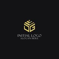 JG initial monogram with hexagon shape logo, creative geometric logo design concept vector