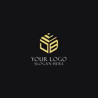 JB initial monogram with hexagon shape logo, creative geometric logo design concept vector