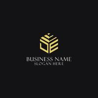 JE initial monogram with hexagon shape logo, creative geometric logo design concept vector