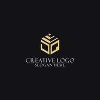 JQ initial monogram with hexagon shape logo, creative geometric logo design concept vector